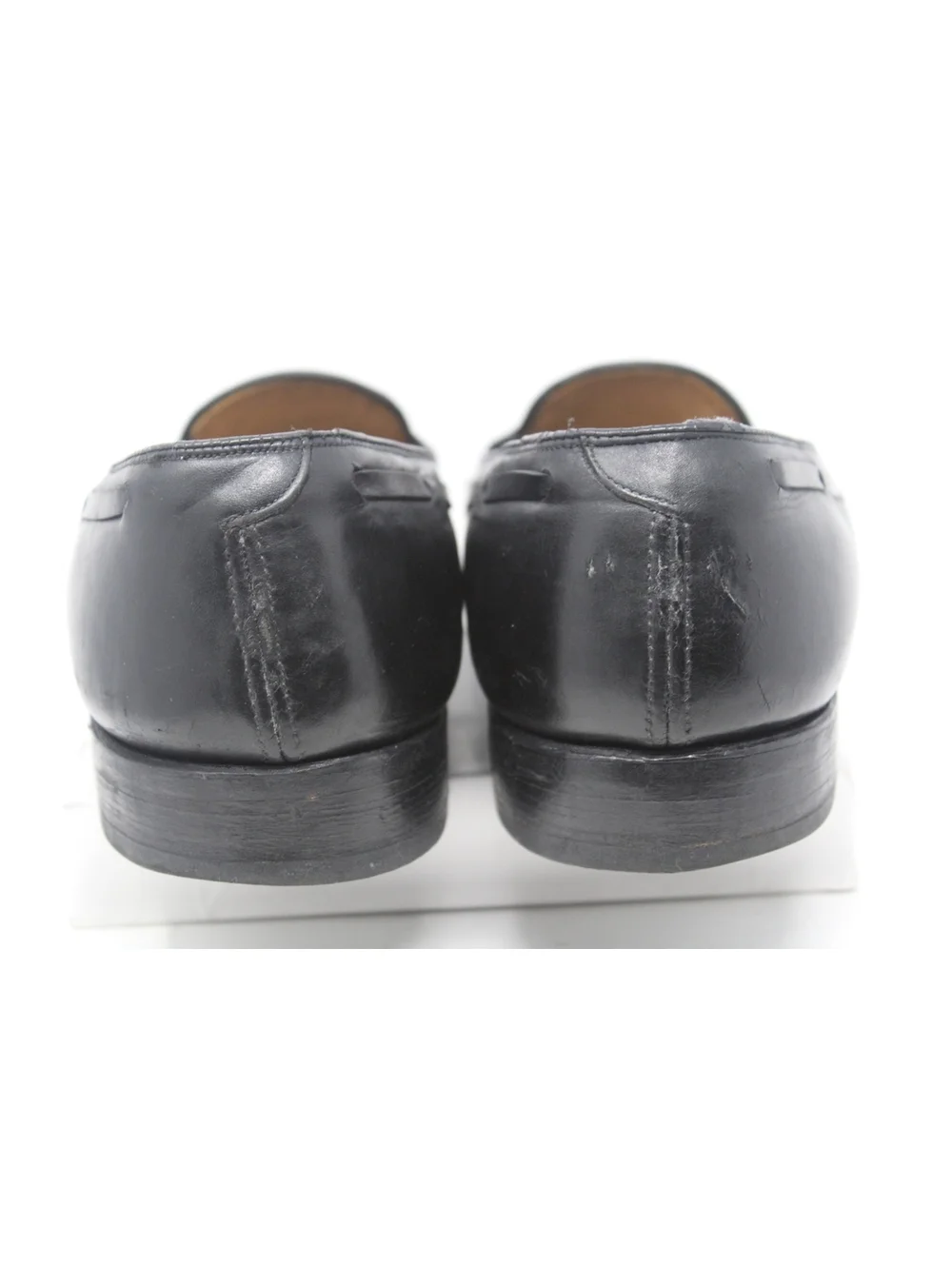 Johnston & Murphy Black Leather Tassel Loafers Round Toe Dress Shoe Mens 12 B/2A